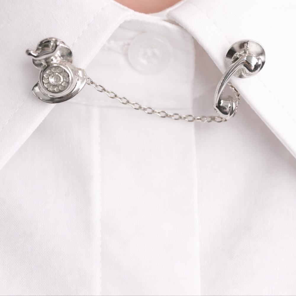 Trifari Silver Colored Rotary Phone Tie Tack or  Scarf Pin Excellent Condition